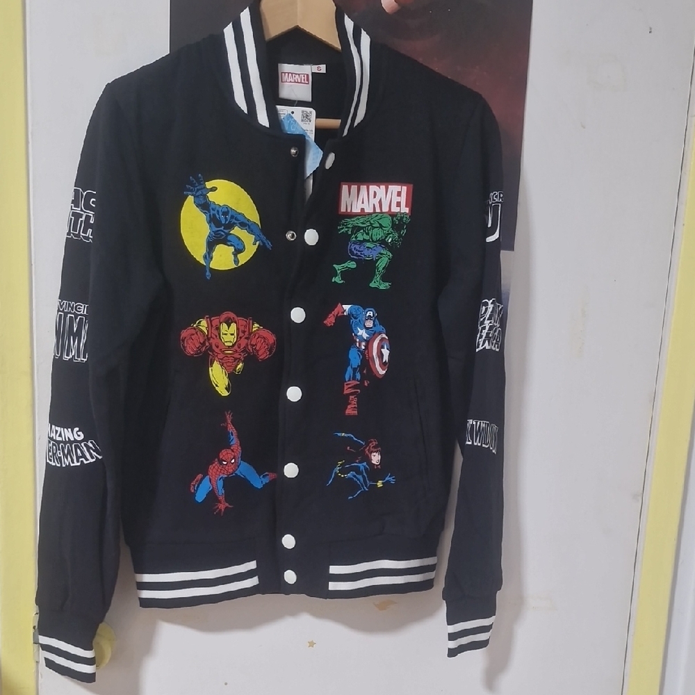 Marvel Black Jacket with Colorful Superhero Designs(new)